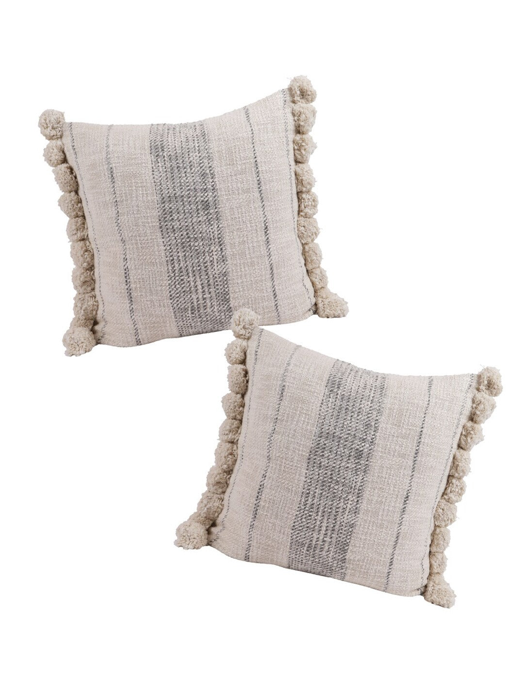 Cream & Black Set of 2 Embroidered Square Cushion Covers